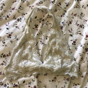 Free People White Lace Halter Bralette